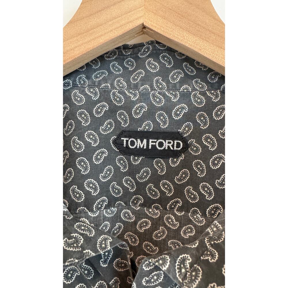 Tom Ford Paisley Print Cotton Lyocell Button Down Shirt Size 41 / 16 - Picture 6 of 14